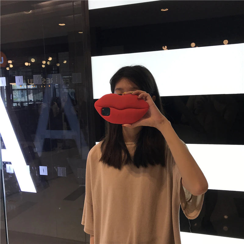 3D Big Red Lip Mouth Kiss Soft Silicone Shoulder Iphone Cases - Image 3
