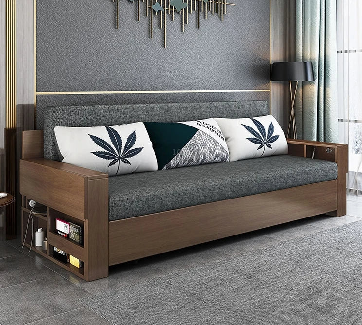 Modern Space Saving Transformable Wooden Foldable Sofa Bed - Image 1