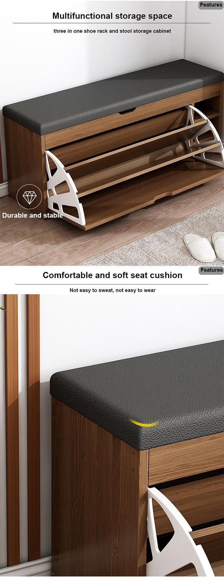 Nordic Wooden Space Saving Shoe Rack Stool - Image 10