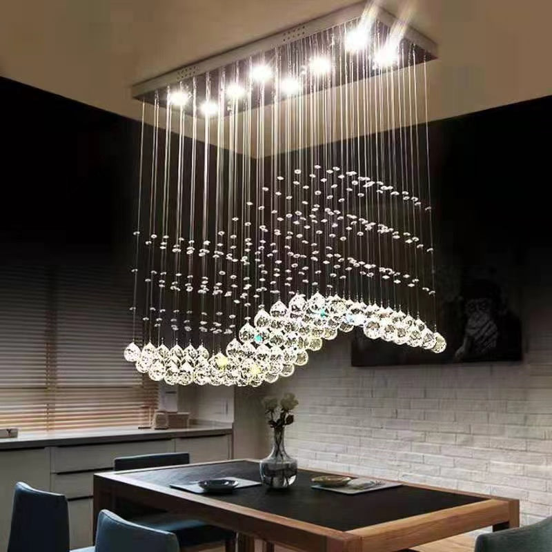 Luxury Rectangular Crystal Raindrop Chandelier - Image 3