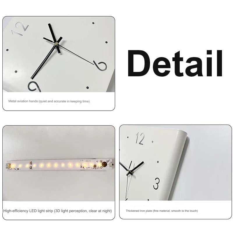 Double-Sided Illuminated Corner Silent Wall Clock - Image 2