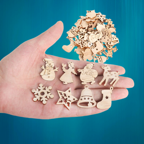 Wooden Winter Happy Christmas Ornaments - Image 0