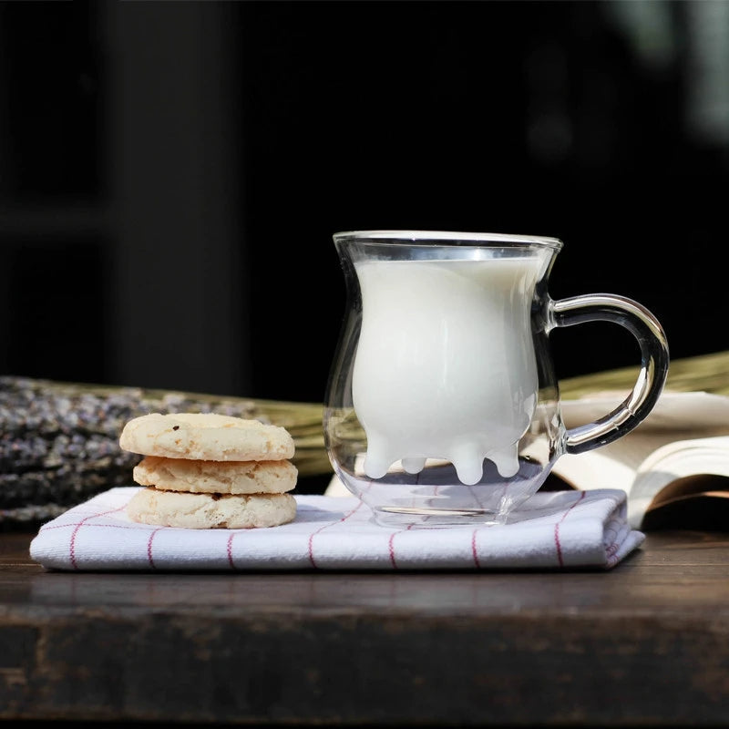 Cow Double Layer Glass Mug - Image 0