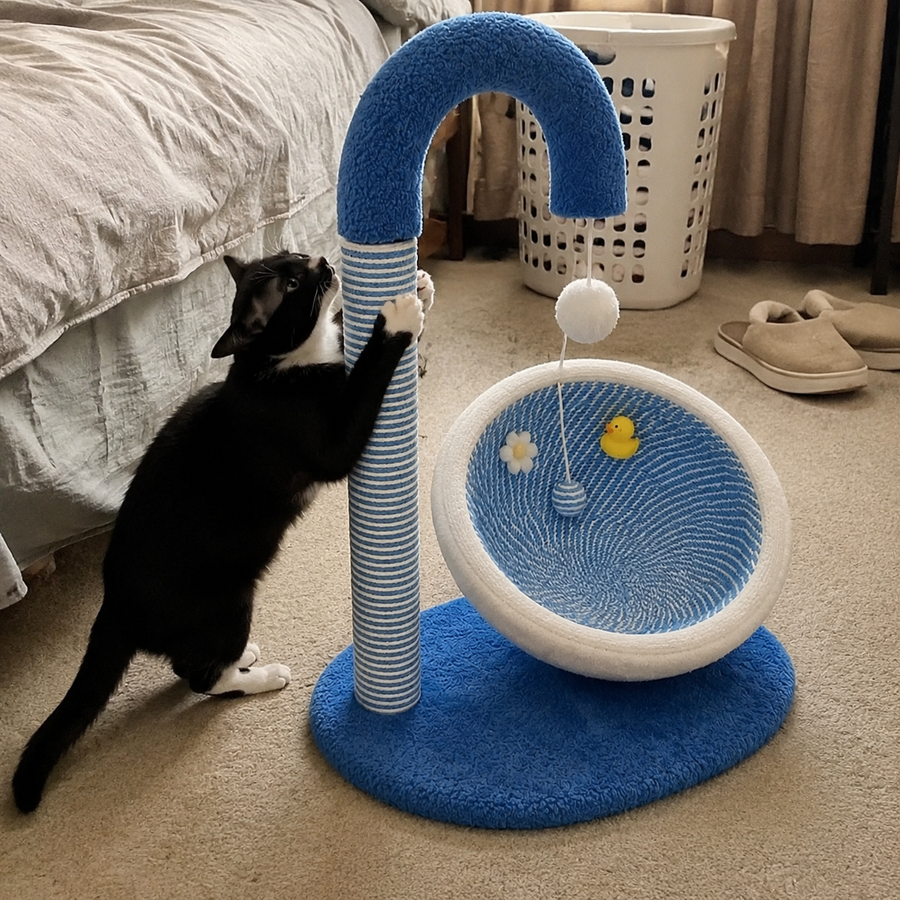 Curve Ball Sisal Scratching Climbing Cat Playground Bed