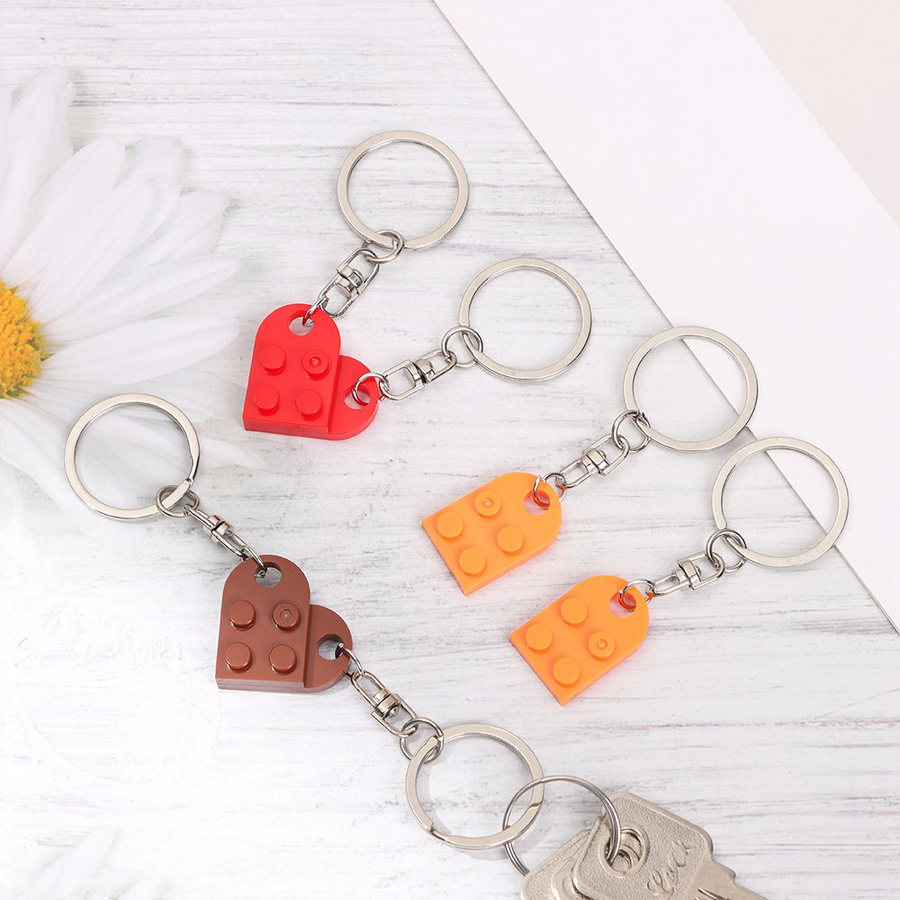 Couples Love Toy Brick Heart Keychain - Image 3
