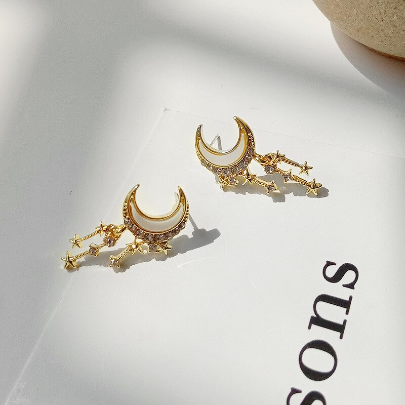 Korean Style Moon Star Earrings - Image 3