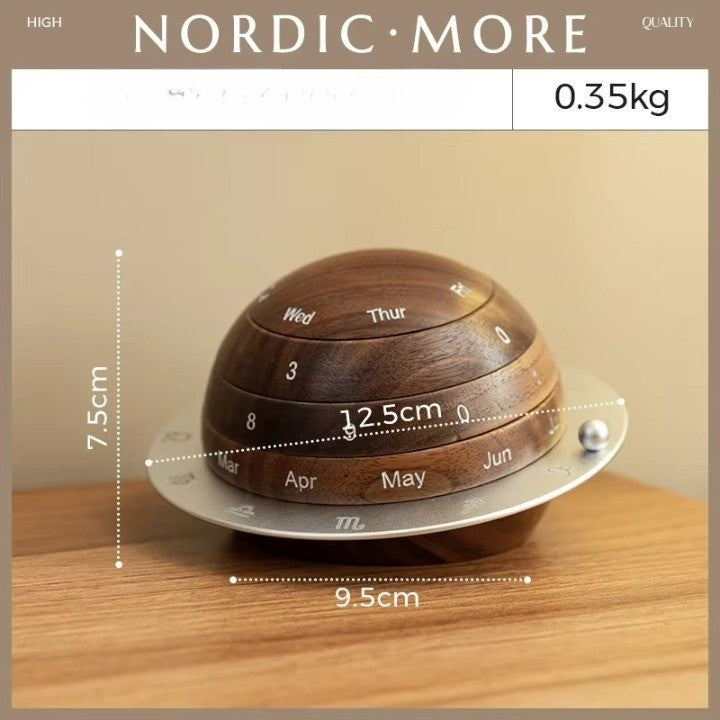 Cosmic Cycle Minimalist Rotating Wooden Calendar - Image 5