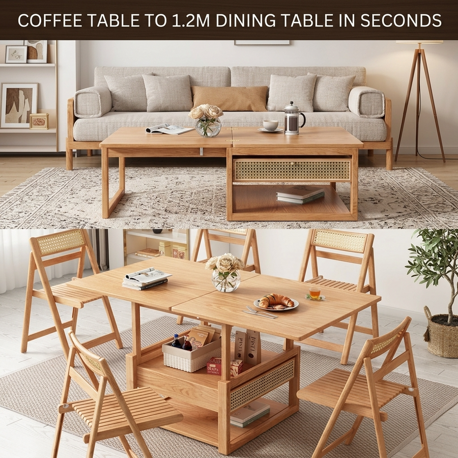 Zen Frame Modular Design Wood Tea Table - Image 3