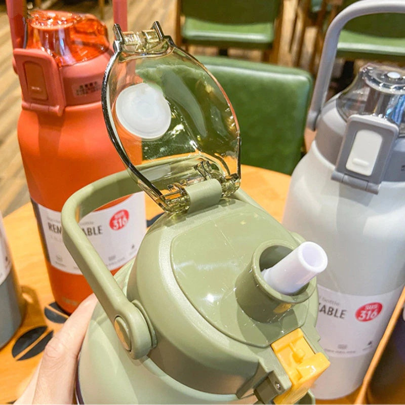 Stainless Steel Built-in Straw Camping Thermos - Image 4