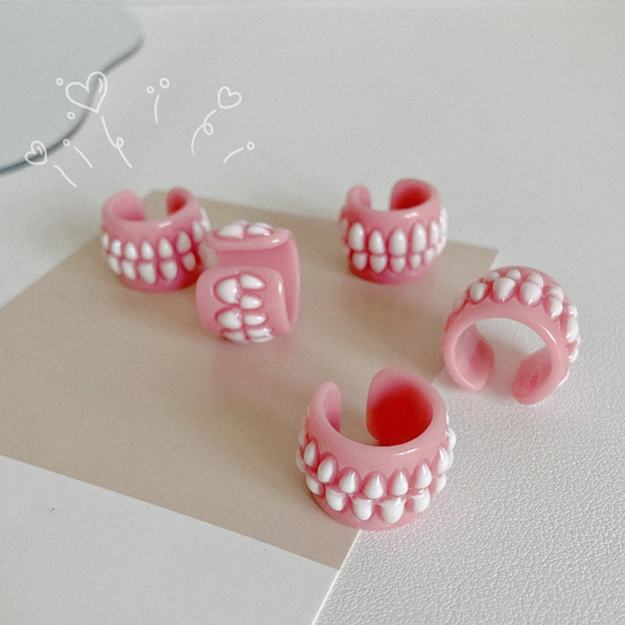 Resin Creative Love Bite Teeth-Shaped Rings - Image 1