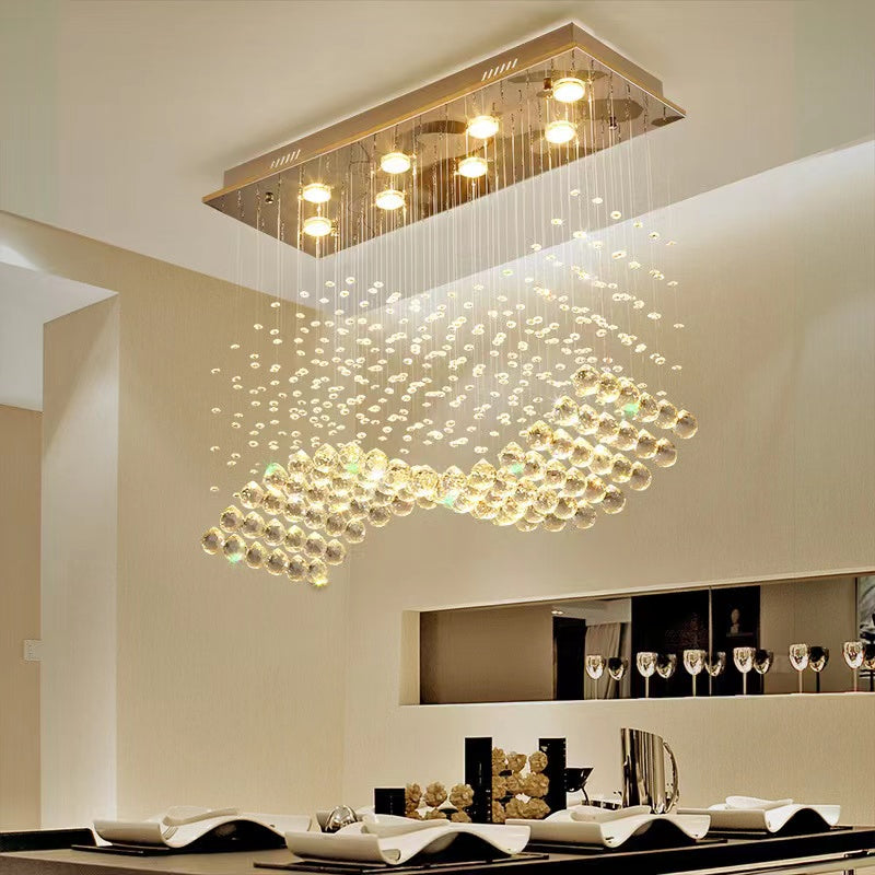 Luxury Rectangular Crystal Raindrop Chandelier - Image 4