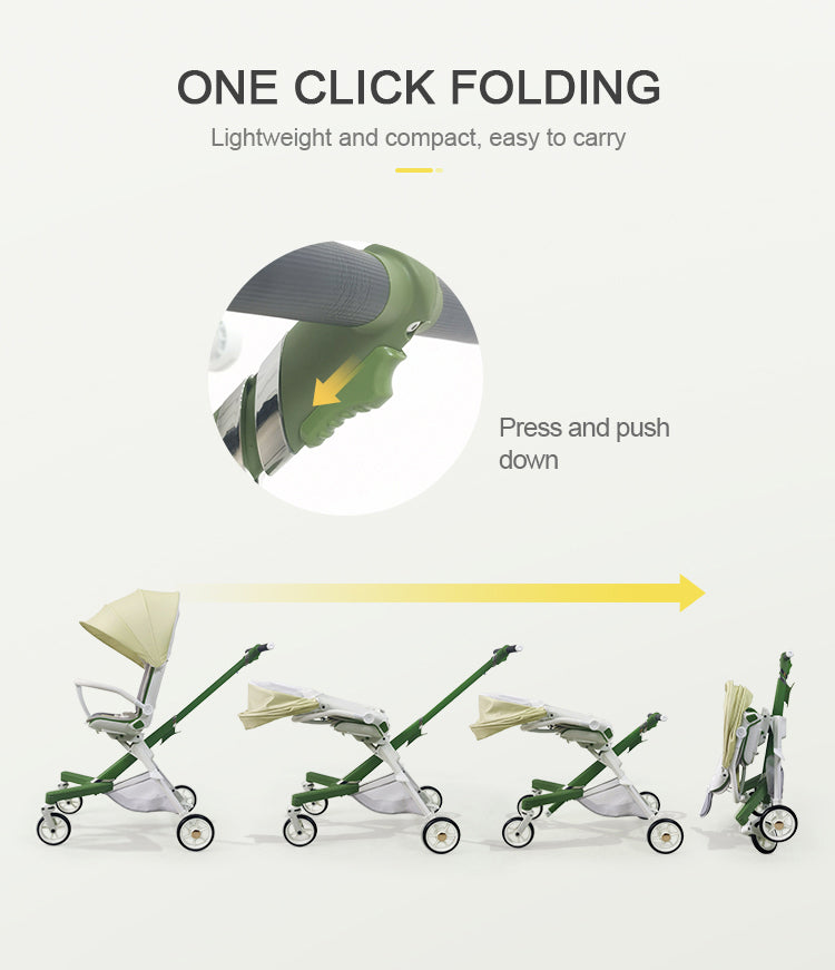 360 Rotating Folding Easy Travel Folding Baby Stroller - Image 1