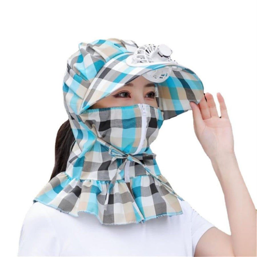 Anti-UV Dust Protect Long Wrap Hat with Fan - Image 2