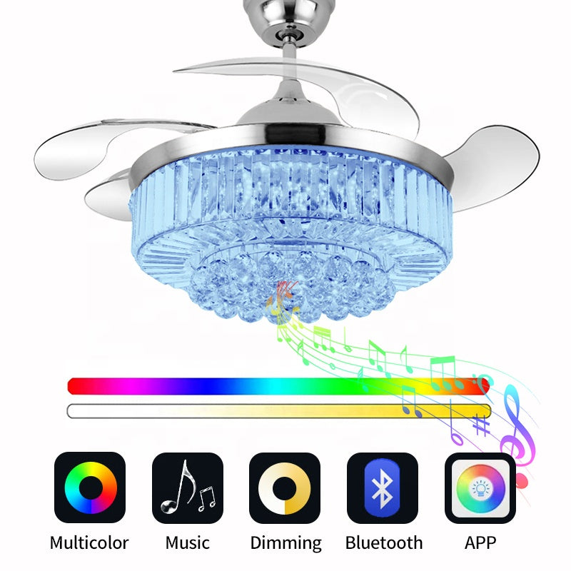 Melody Glow Crystal LED Ceiling Fan Speaker Lamp - Image 3