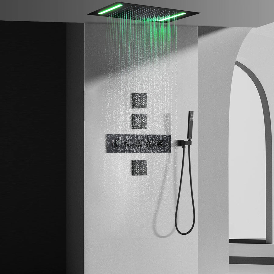 Waterfall Thermostatic Massaging Rain Shower System Set - Image 7