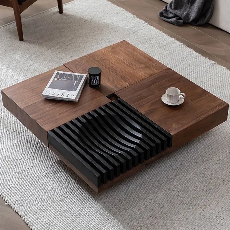 Sculpted Wave Centerpiece Wooden Coffee Table - Image 2