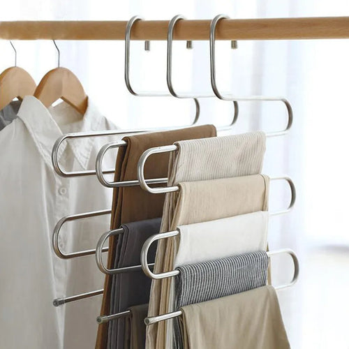 5-Layer Stainless Steel S-Shape Clothes Hanger - Image 0