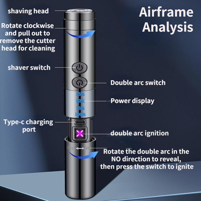 Built-in Lighter Windproof Rechargeable Beard Trimmer - Image 5
