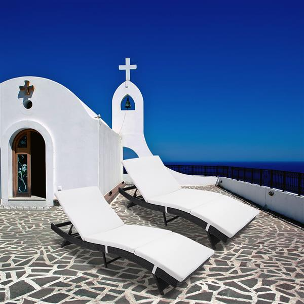 Outdoor Portable Adjustable Patio Sun Bed Pool Wicker Lounge Chair - Image 1