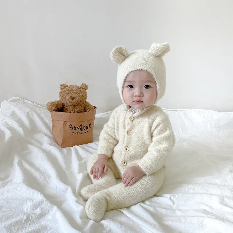 Cozy Bear Plush Newborn Jumpsuit - Image 7