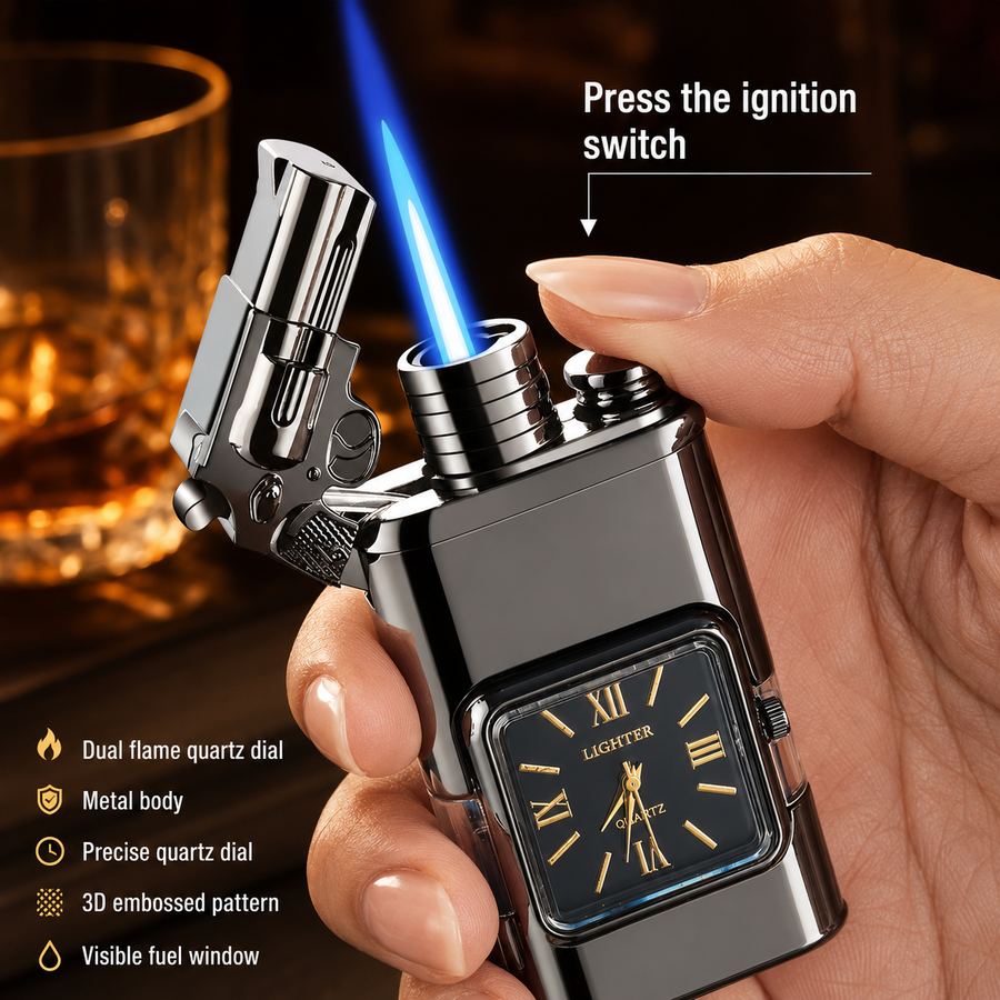 Twin Jets Quartz Dial Dual Flame Metal Lighter - Image 2