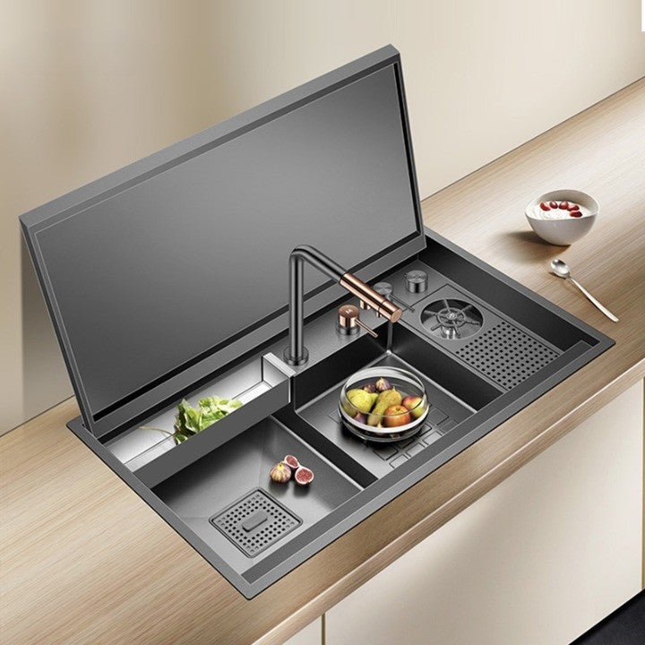 Cup Rinser Nanometer Black Flip Cover Hidden Multifunctional Large Sink - Image 0
