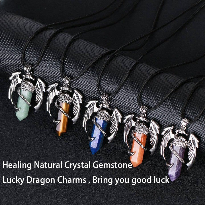 Bohemian Style Natural Mystic Gemstone Dragon Necklace - Image 1