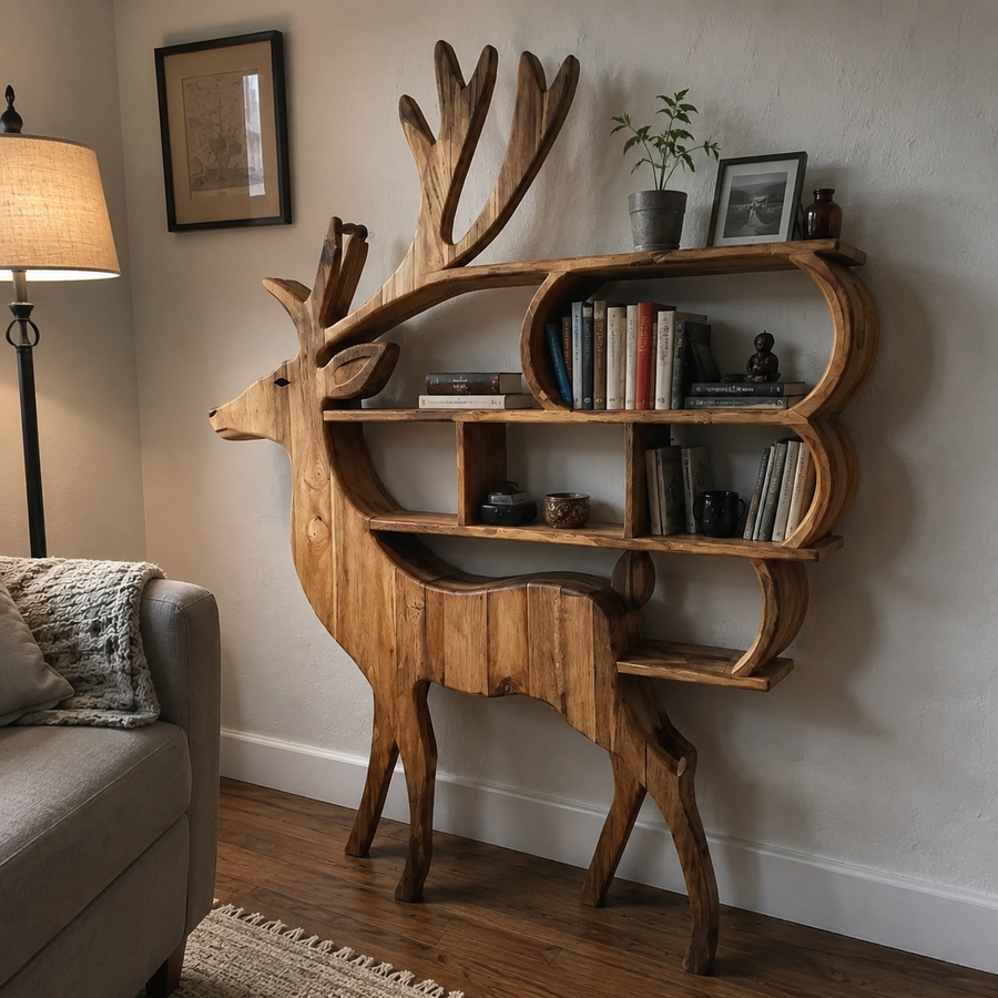 Forest Guardian Deer Wall Storage Shelf