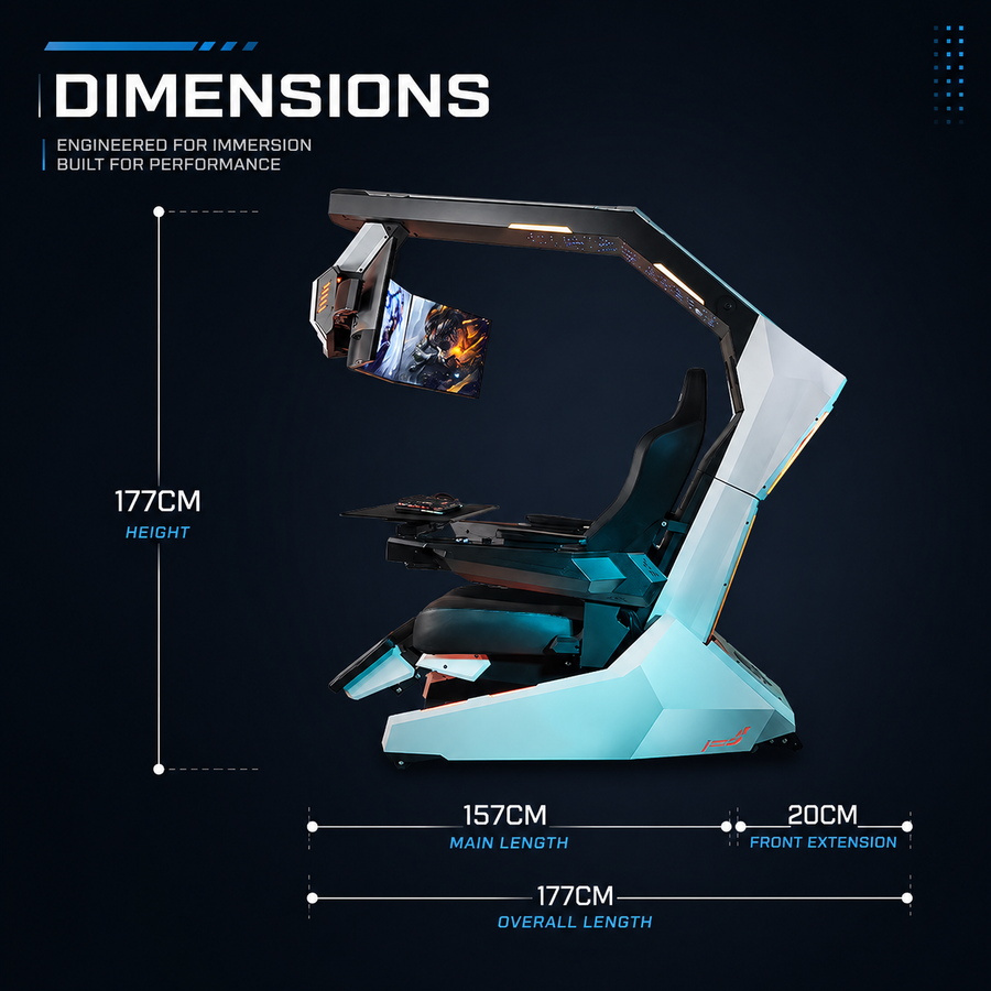 Stardeck Reclining Gaming Cockpit Monitor Workstation