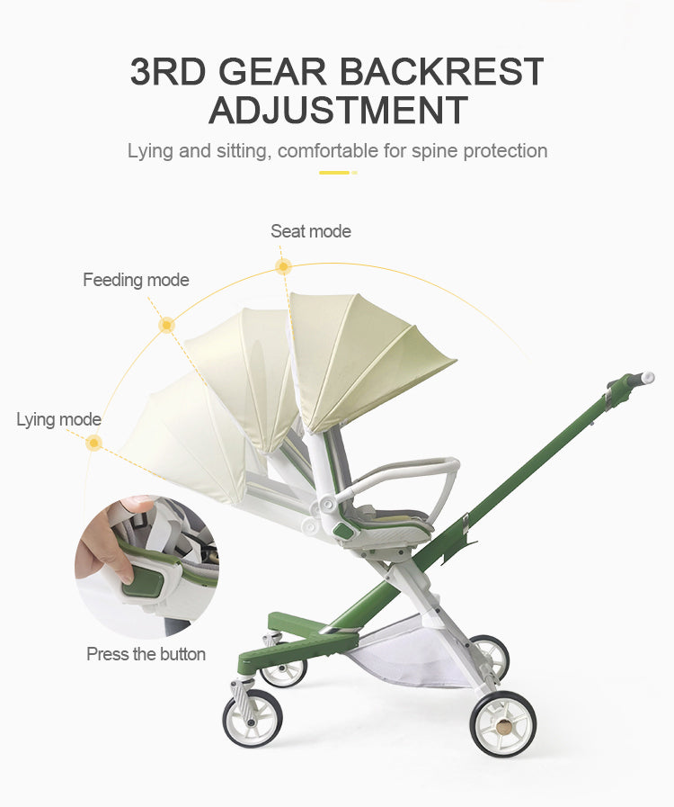 360 Rotating Folding Easy Travel Folding Baby Stroller - Image 2