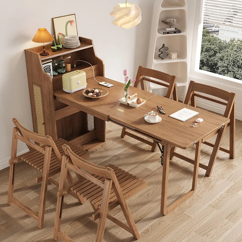 Hidden Cabinet Space Saver Foldable Dining Table Chair Set - Image 4