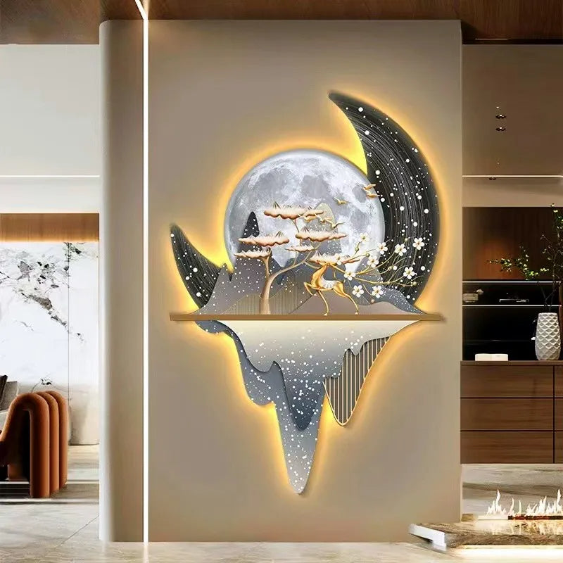 Mystical Forest Moon Glow Landscape LED Wall Canvas Art - Image 4