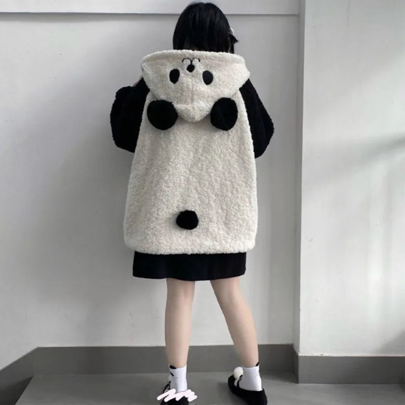 Cute Bear Ear Panda Winter Warm Hoodie - Image 2
