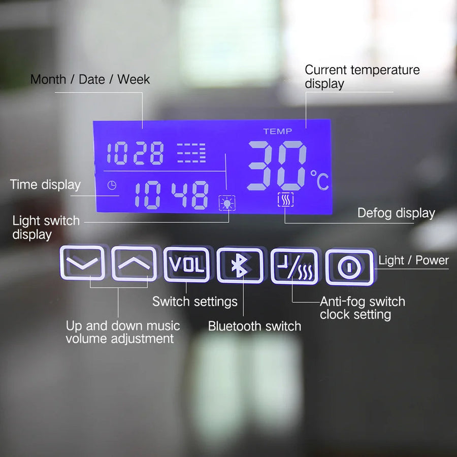 Frameless Smart LED Bluetooth Bathroom Mirror - Image 2