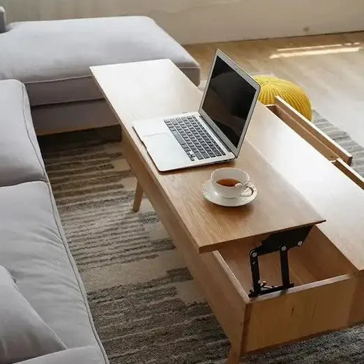 Wooden Nordic Liftable Space Saving Coffee Table - Image 1