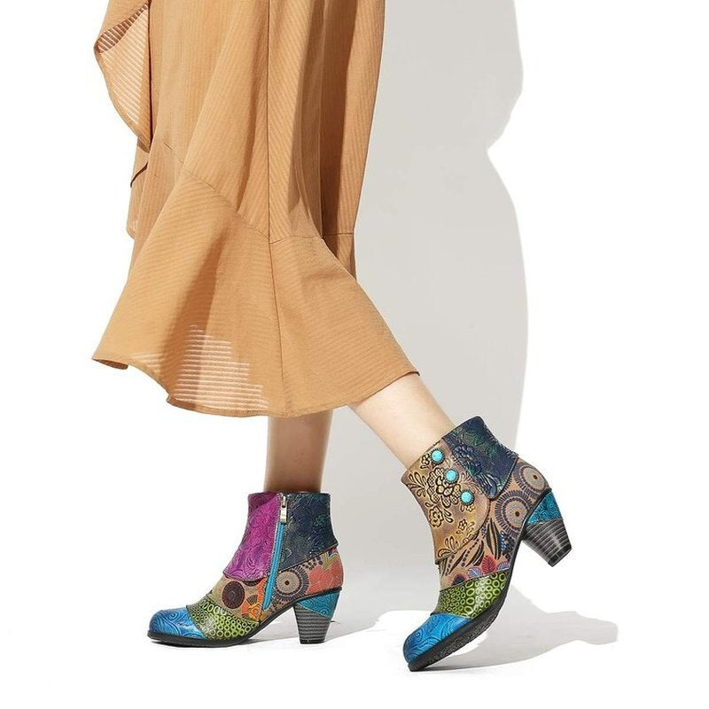 Leather Abstract Artistic High Heels - Image 3