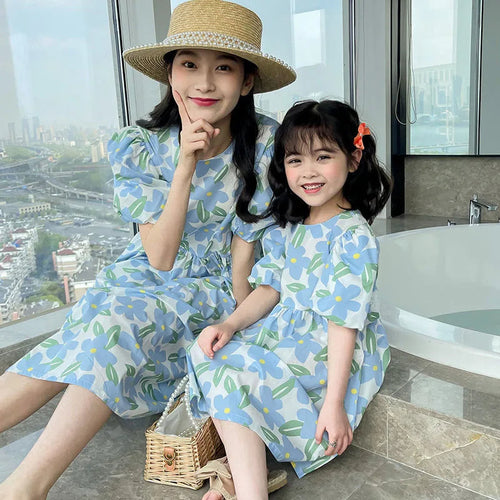 Cute Matching Mother Daughter Floral Print Sleeveless Top - Image 0