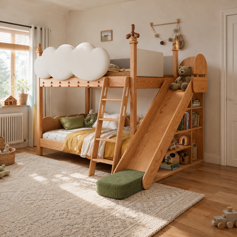 Wolkenburg-Rutschen-Schlaf-Spielhaus-Kinderbett