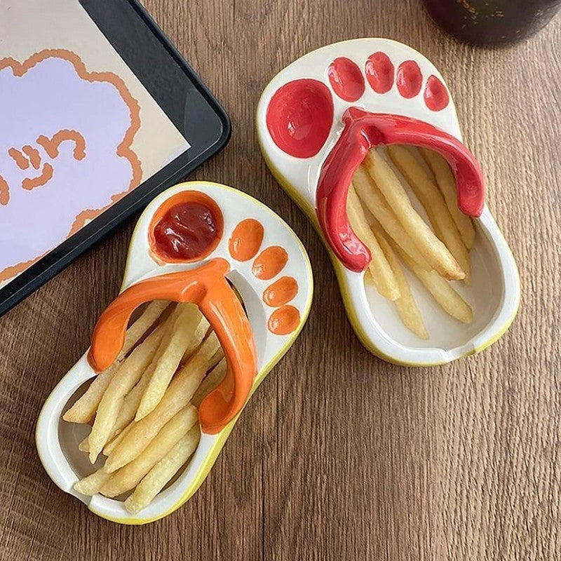 Ceramic Flip Flop Food Serving Bowl - Image 1