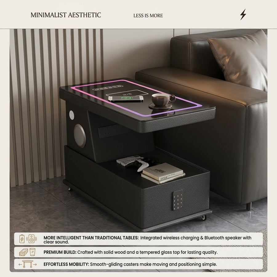 Drop Zone Smart Rolling Charging Storage Side Table