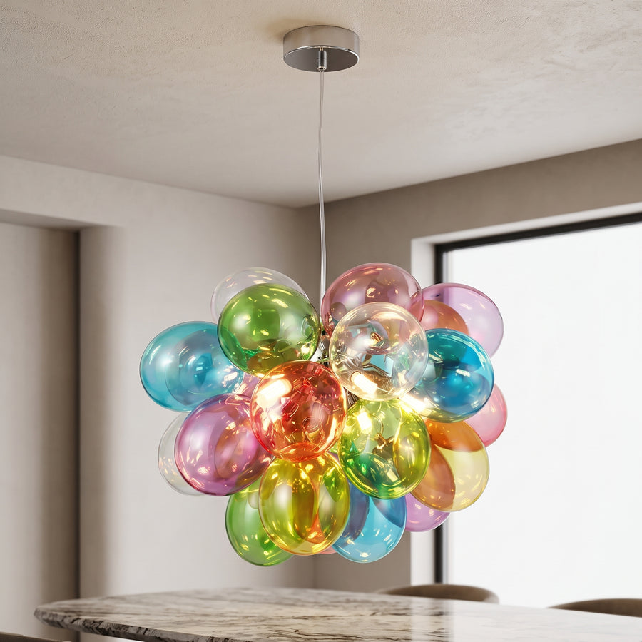 Bubbleburst Colorful Glass Orb Pendant Chandelier