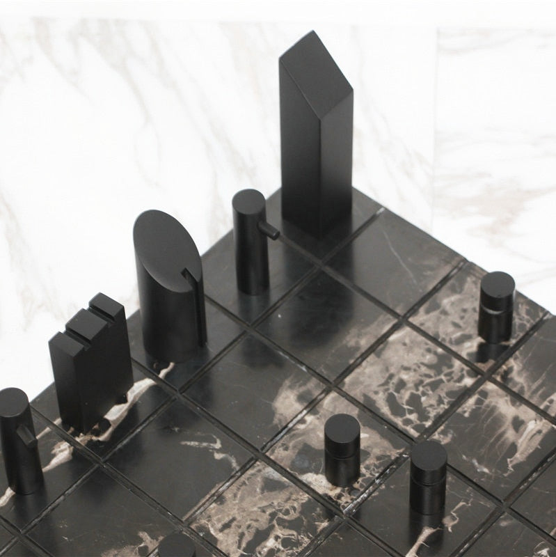 Modern Gold Black Marble Chess Board - Image 2