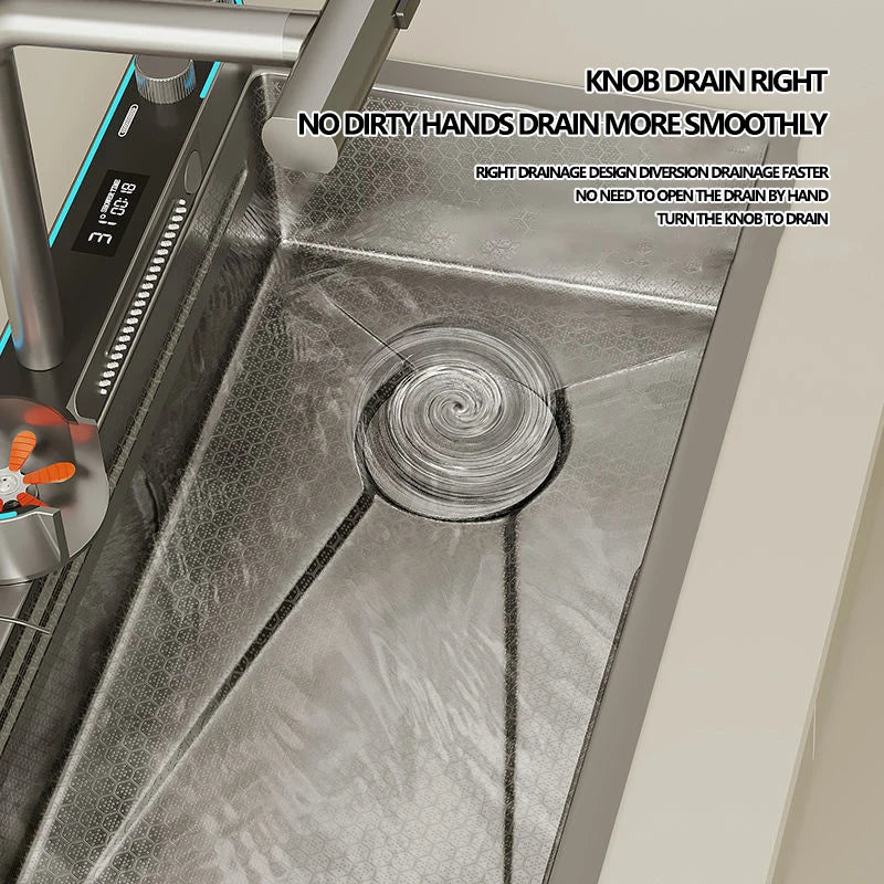 Honeycomb Digital Nano Integrated Stainless Steel Waterfall Sink - Image 5