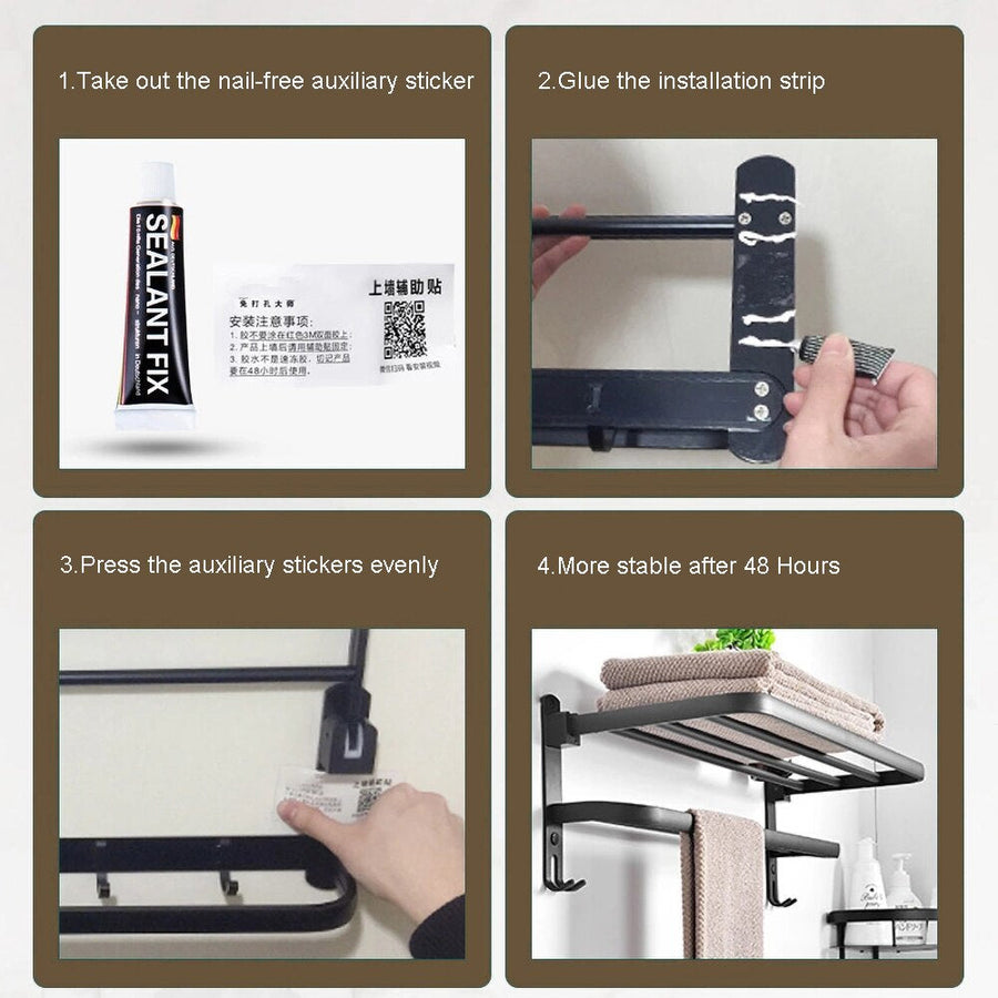 Easy Organizer Bathroom Aluminum Foldable Towel Rack - Image 7