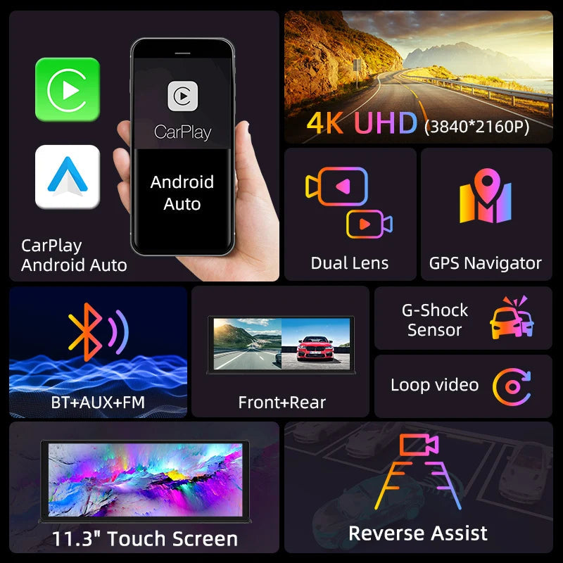 Dual Lens Camera Car Touchscreen Dashboard Smart Screen - Image 4