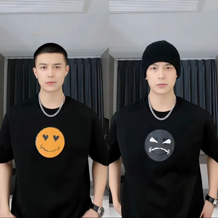 Mood Swing Smiley Face Sequin Changing Unisex T-Shirt - Image 0