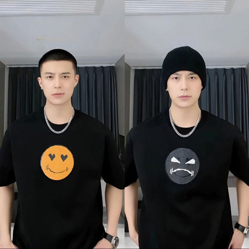 Mood Swing Smiley Face Sequin Changing Unisex T-Shirt - Image 0