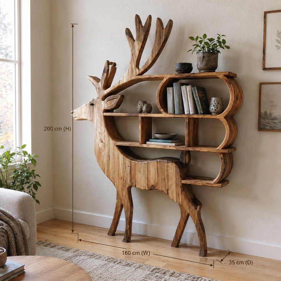 Forest Guardian Deer Wall Storage Shelf