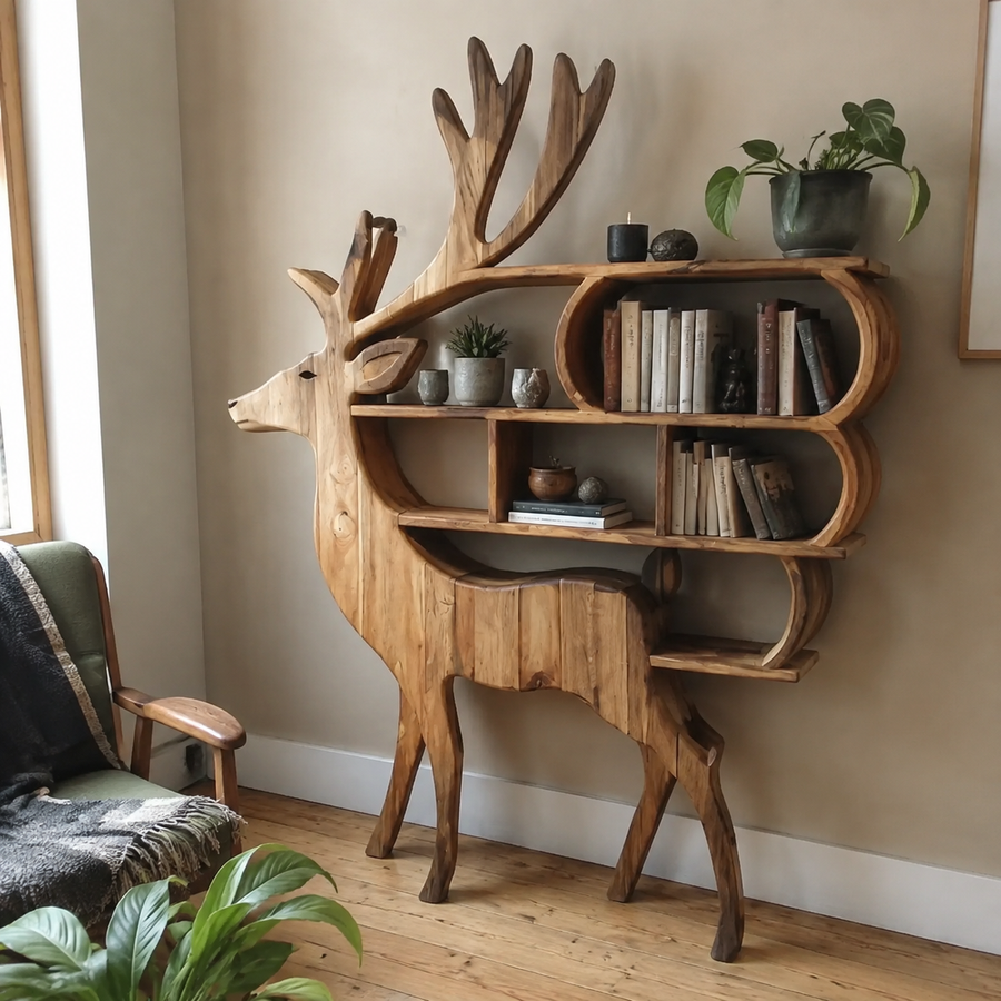 Forest Guardian Deer Wall Storage Shelf