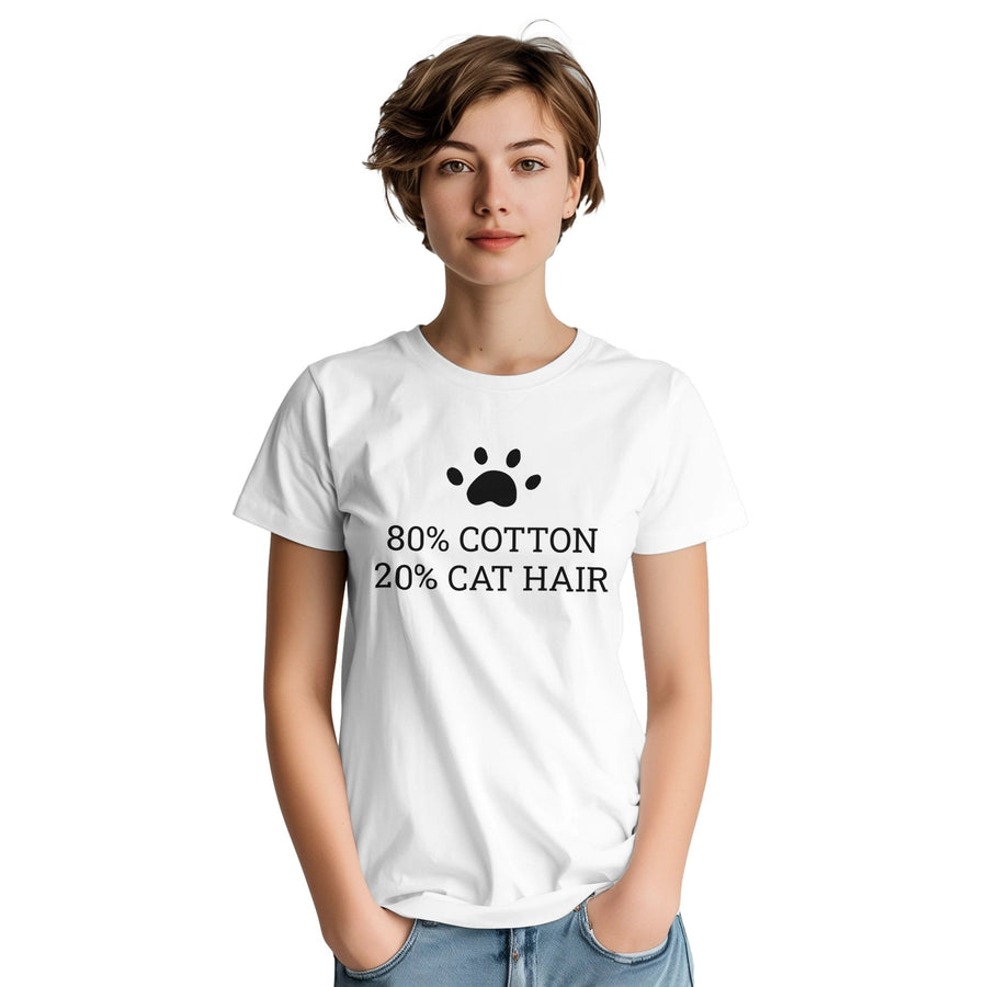 80% Cotton 20% Cat Hair Creative T-Shirt - Image 2